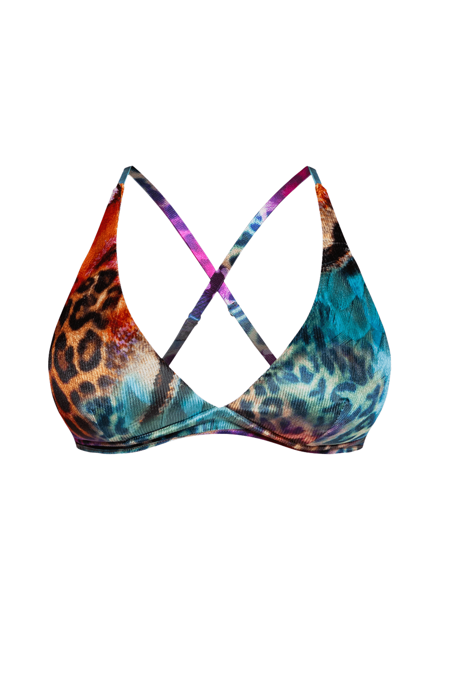 TRIANGLE VELVET TOP - LEO NEON WILD JIORO ГОРНИЩЕ ТИП ТРИЪГЪЛНИК ОТ КАДИФЕ - LEO NEON JIORO