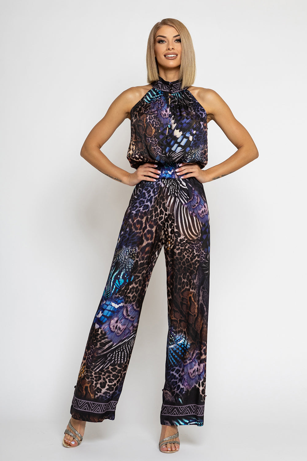 LOOSE FIT VISCOSE PANTS - LEO NEON DARK
