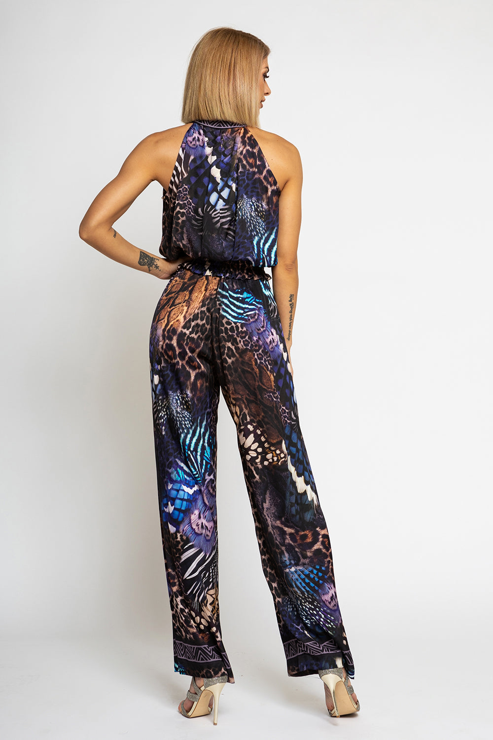 LOOSE FIT VISCOSE PANTS - LEO NEON DARK