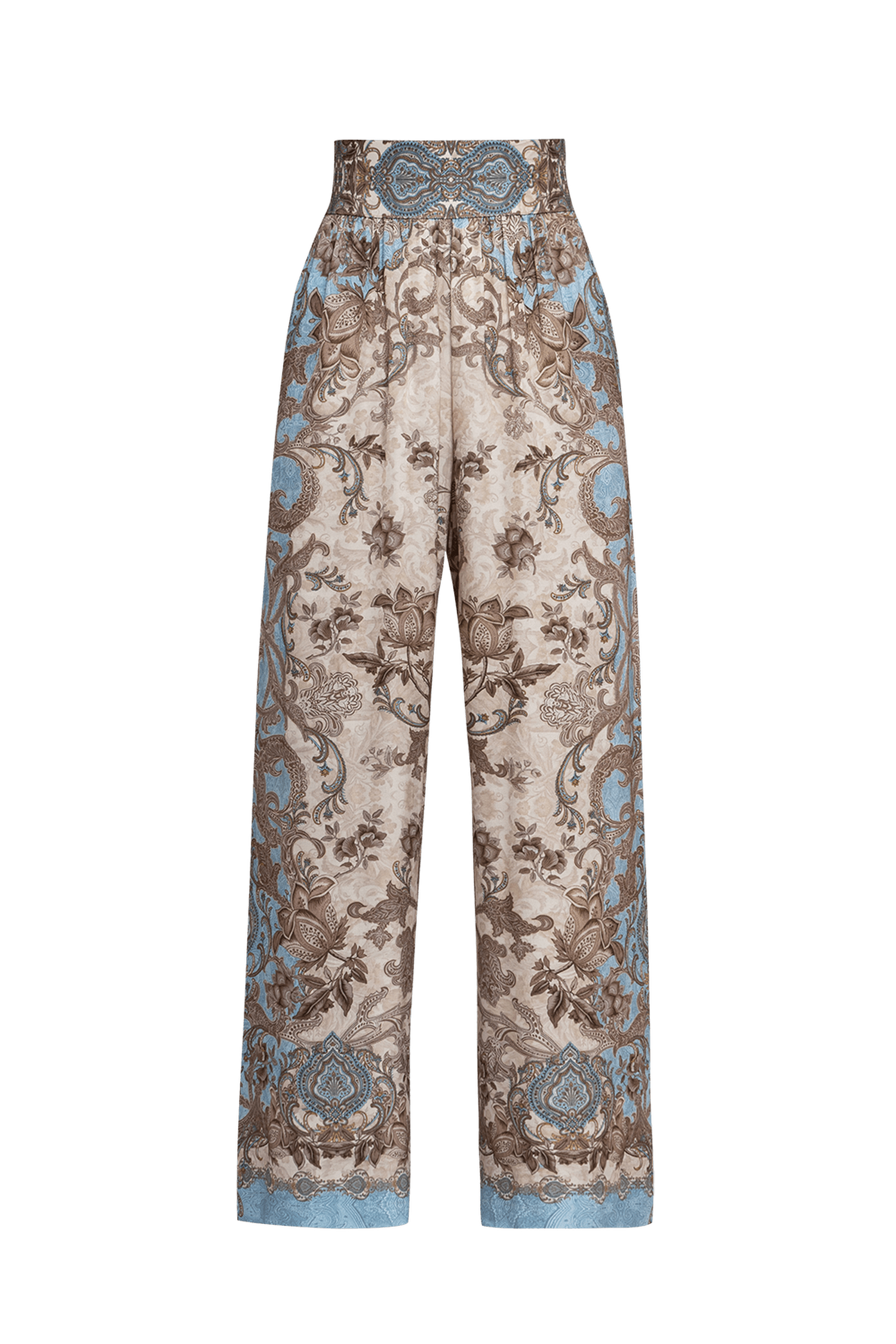 SATIN-VISCOSE-HOSE MIT LOCKEREM SITZ - PAISLEY SKY