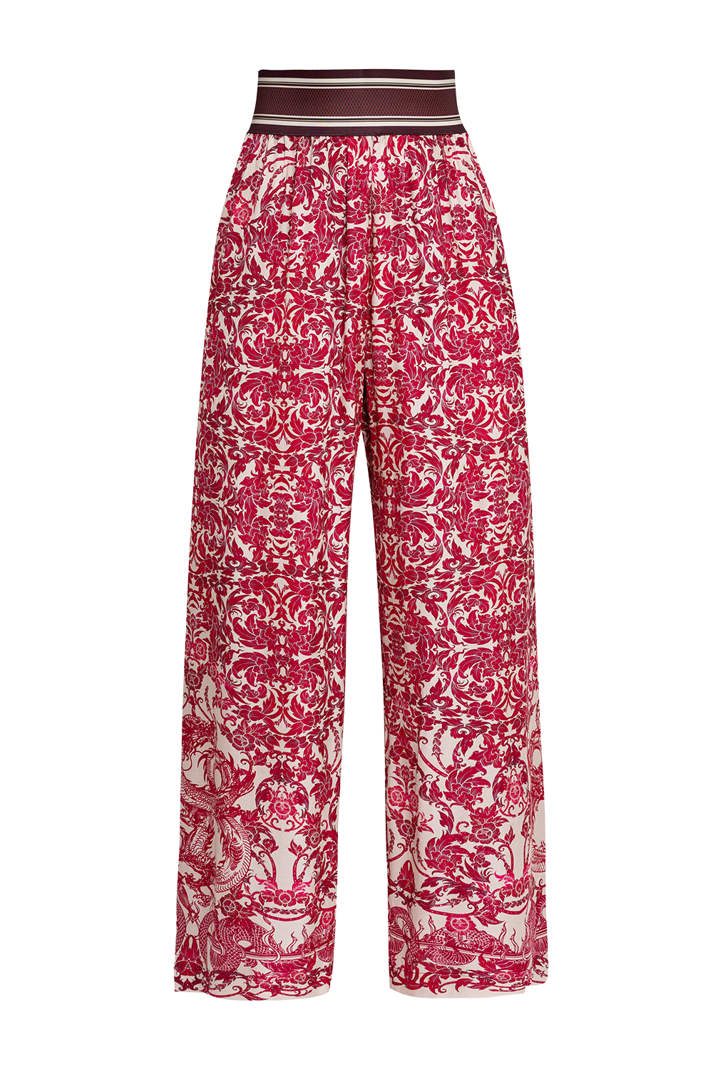 LOOSE PANTS AND VISCOSE SCARF SET - ASIA BORDEAUX