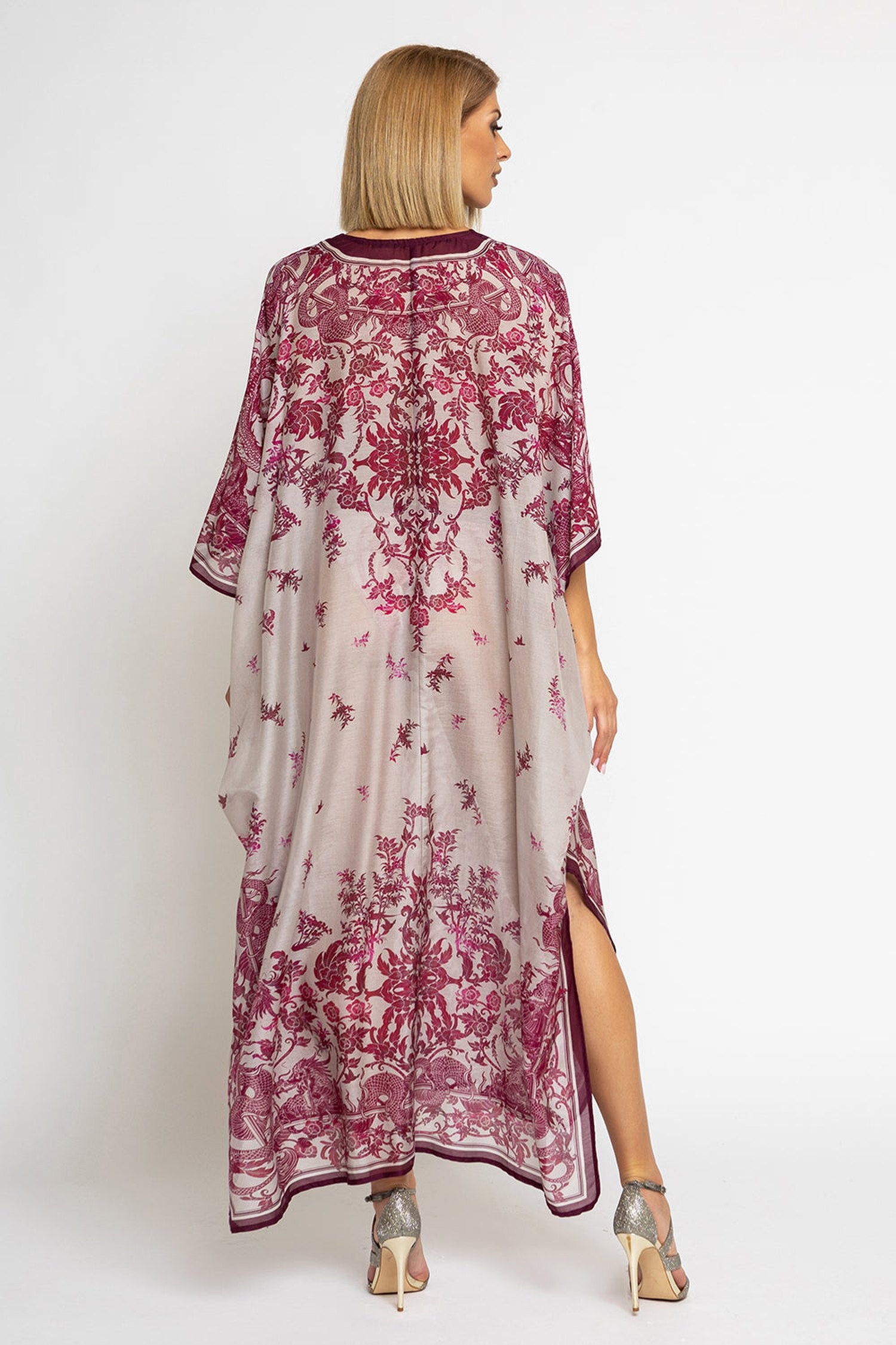 Kaftan zo hodvábnej bavlny - Ázia Bordeaux