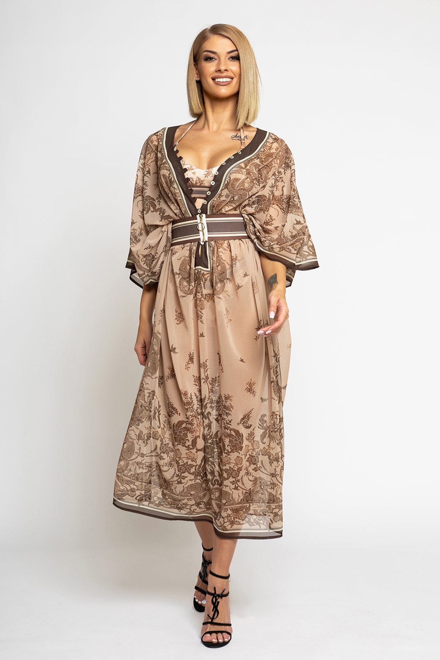 CAFTANO IN SETA E COTONE - ASIA BEIGE