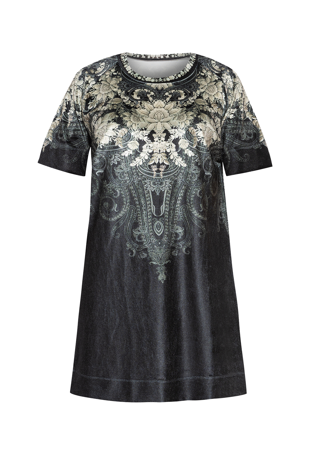 VELVET T-SHIRT DRESS - FROZEN LOTUS JIORO ТИШЪРТ РОКЛЯ ОТ КАДИФЕ - FROZEN LOTUS JIORO