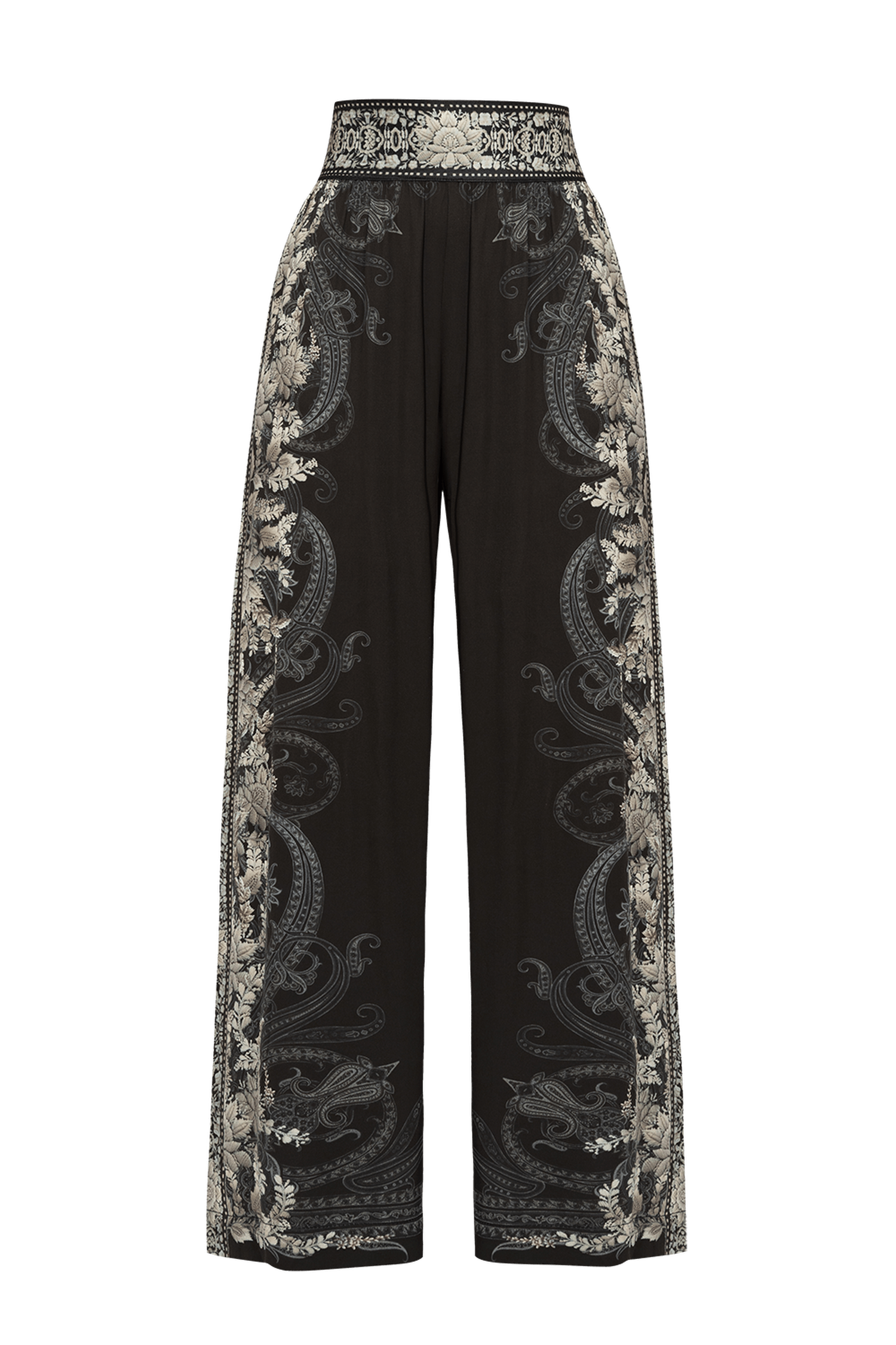 VISCOSE WIDE-LEG TROUSERS WITH ELASTIC WAIST – FROZEN LOTUS JIORO СВОБОДЕН ПАНТАЛОН ОТ ВИСКОЗА - FROZEN LOTUS JIORO