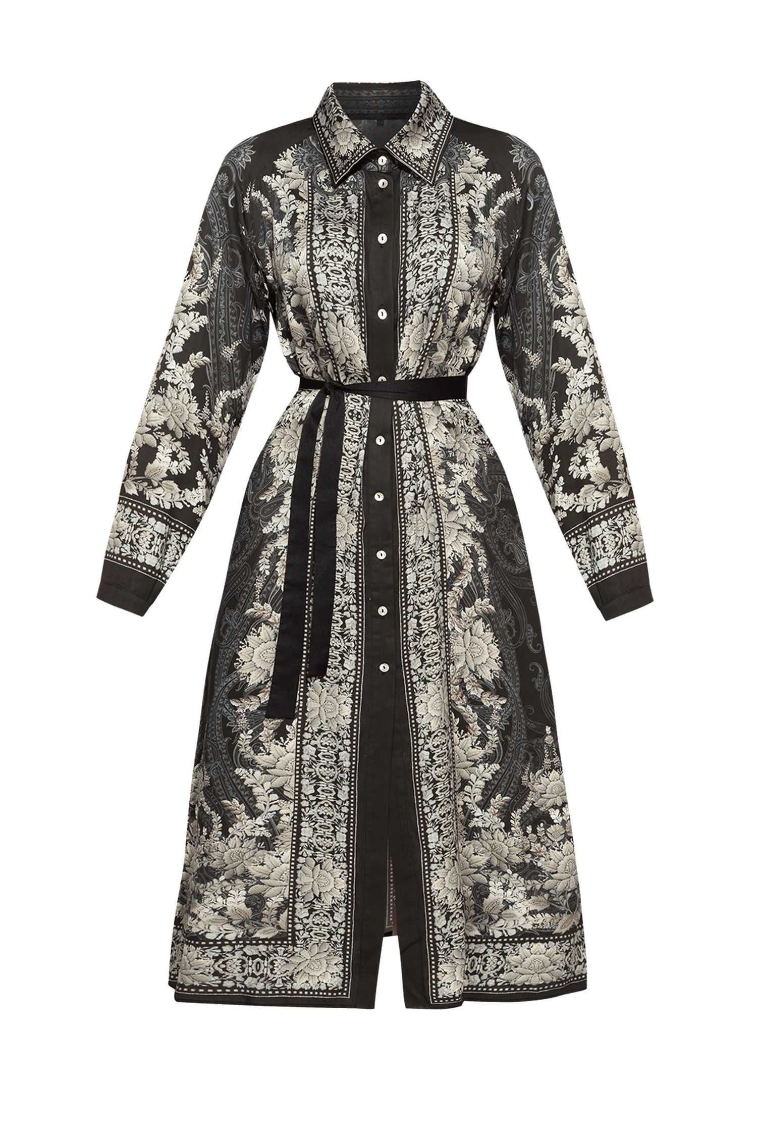 VISCOSE SHIRT DRESS WITH REMOVABLE BELT - FROZEN LOTUS JIORO РИЗО-РОКЛЯ ОТ ВИСКОЗА С ПОДВИЖЕН КОЛАН - FROZEN LOTUS JIORO