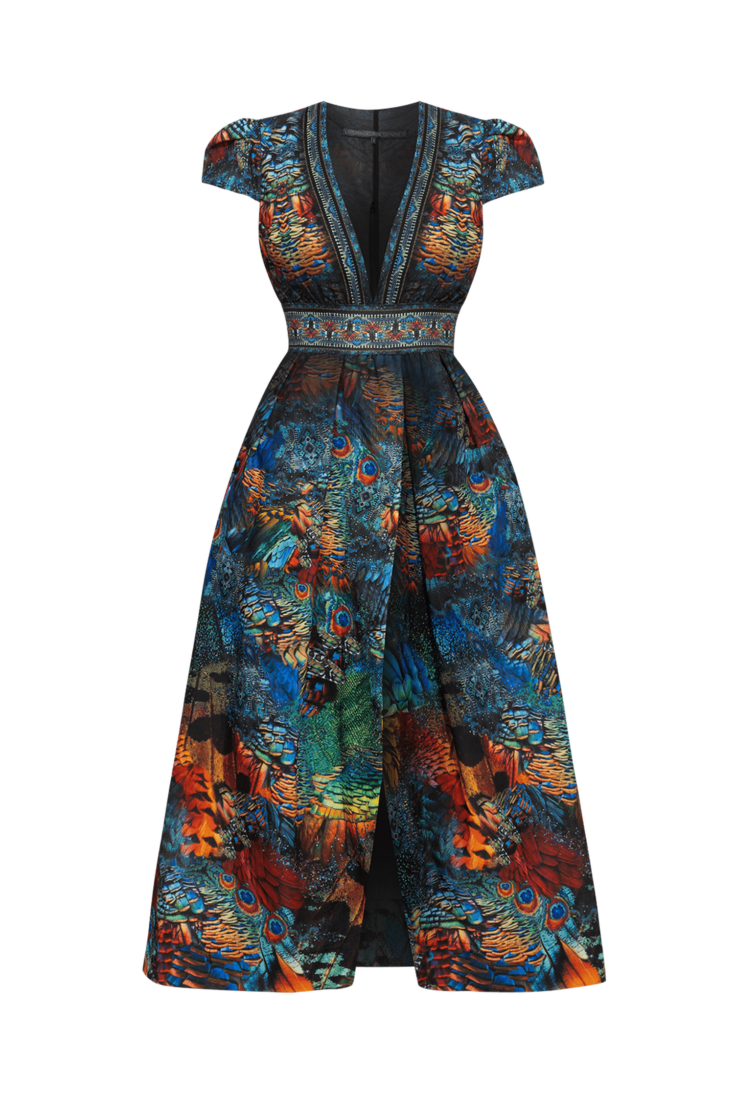 EMPIRE WAIST MAXI DRESS WITH LINEN FEEL - AMAZONIA