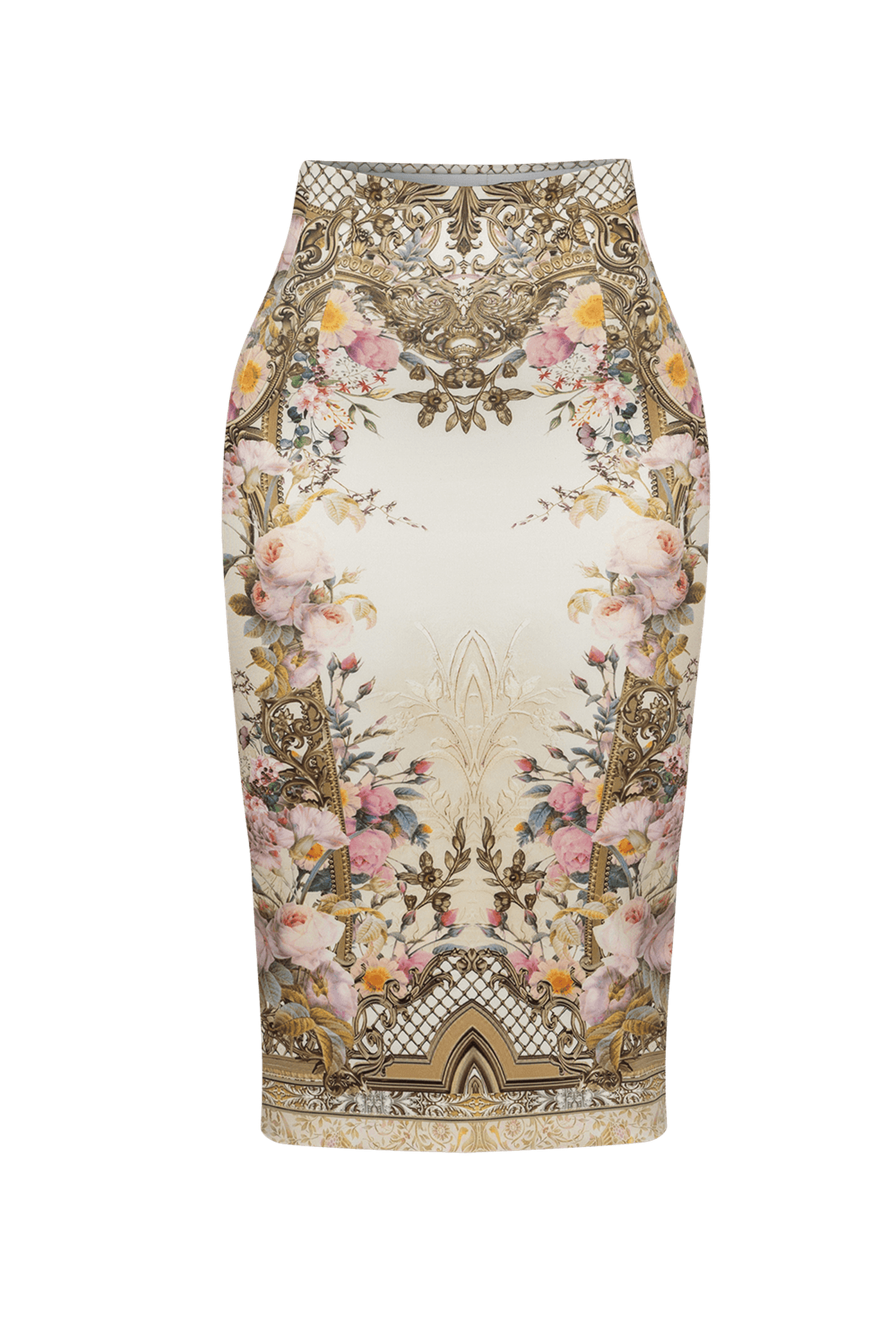 PENCIL SKIRT - BAROQUE FLOWERS JIORO ПОЛА ДО КОЛЯНОТО - BAROQUE FLOWERS JIORO