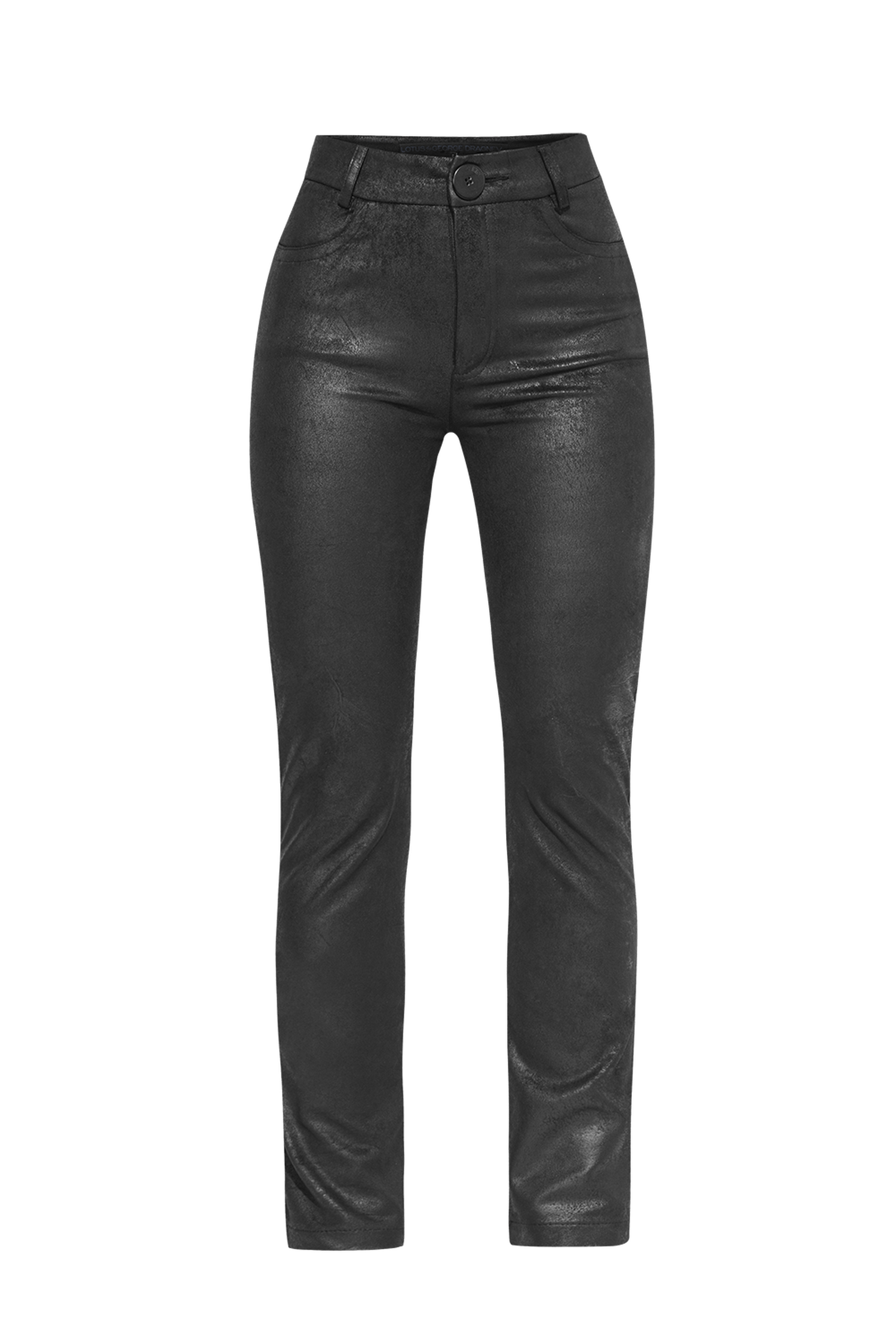 HIGH WAIST SLIM TROUSERS IN BLACK SUEDE - ESSENTIALS JIORO СЛИМ ПАНТАЛОН ОТ ВЕЛУР В ЧЕРНО - ESSENTIALS JIORO