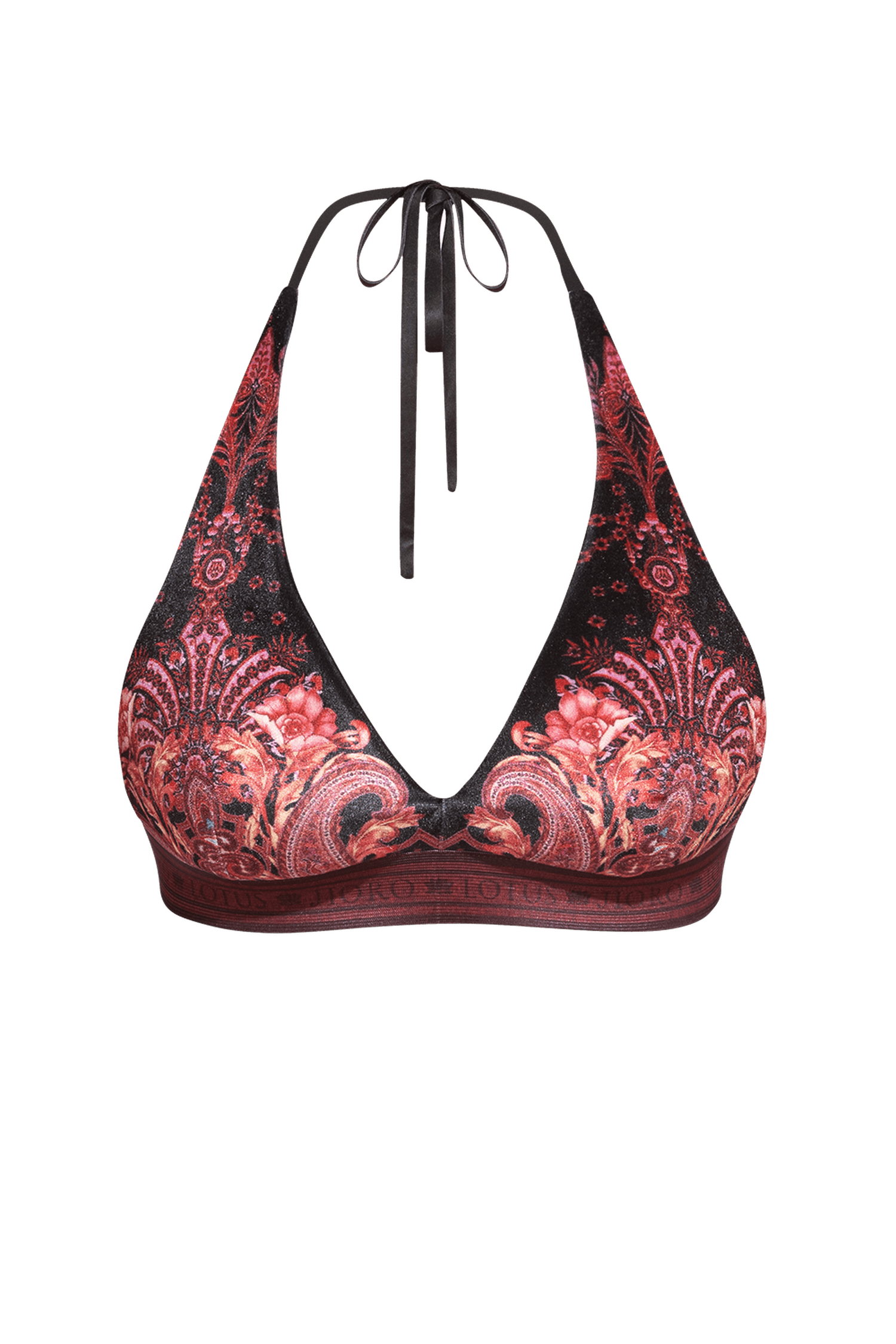 TROJÚHOLNÍK ZAMSZOVÝ TOP - TMAVÝ PAISLEY