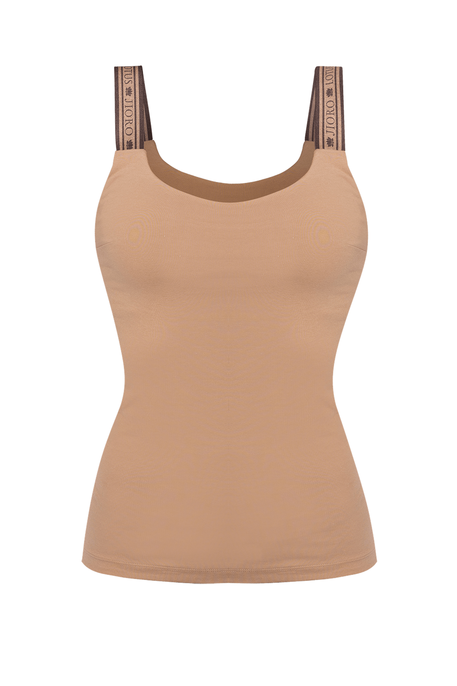Débardeur en jersey avec bretelles élastiques en beige - logo Mocha Mousse