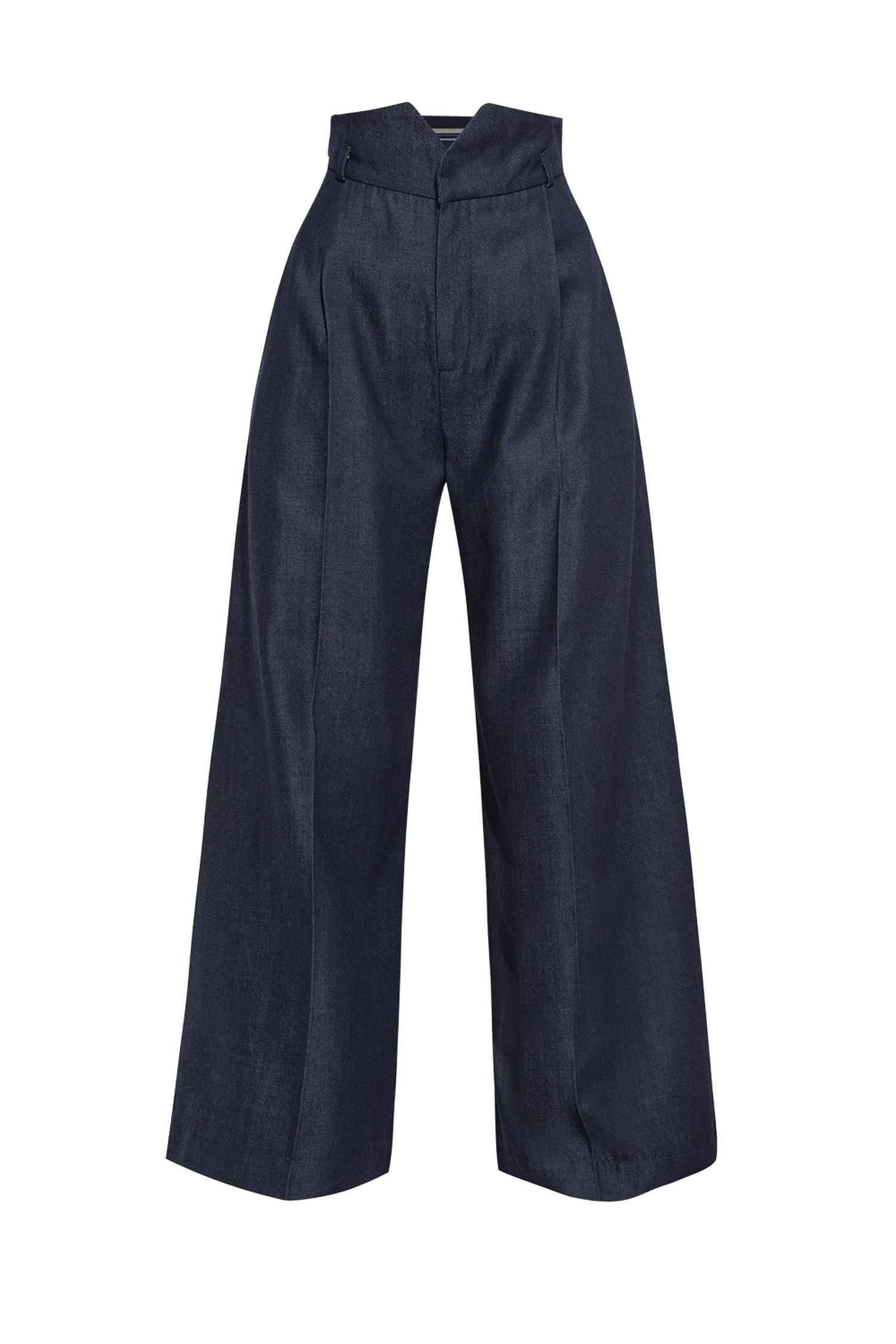 PANTALON EN TENCEL AVEC TAILLE HAUTE ET JAMBE LARGE - ESSENTIELS