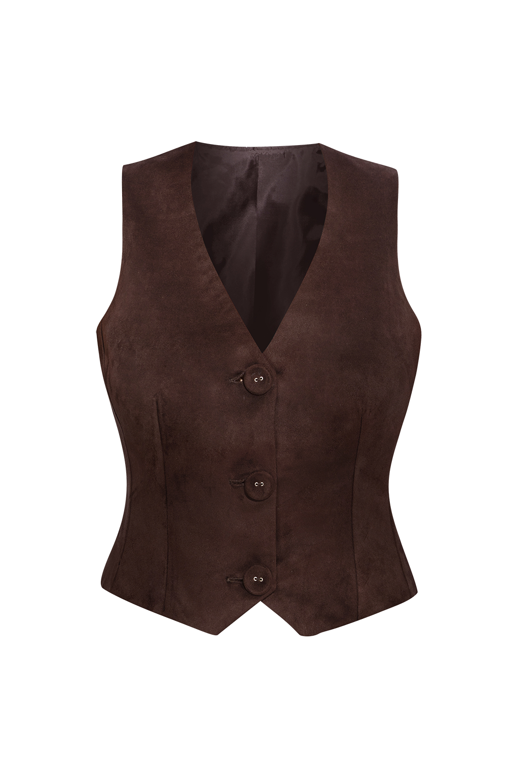 SUEDE-EFFECT VEST IN DARK BROWN - ESSENTIALS JIORO ТЪМНОКАФЯВ ЕЛЕК С ВЕЛУРЕН ЕФЕКТ - ESSENTIALS JIORO