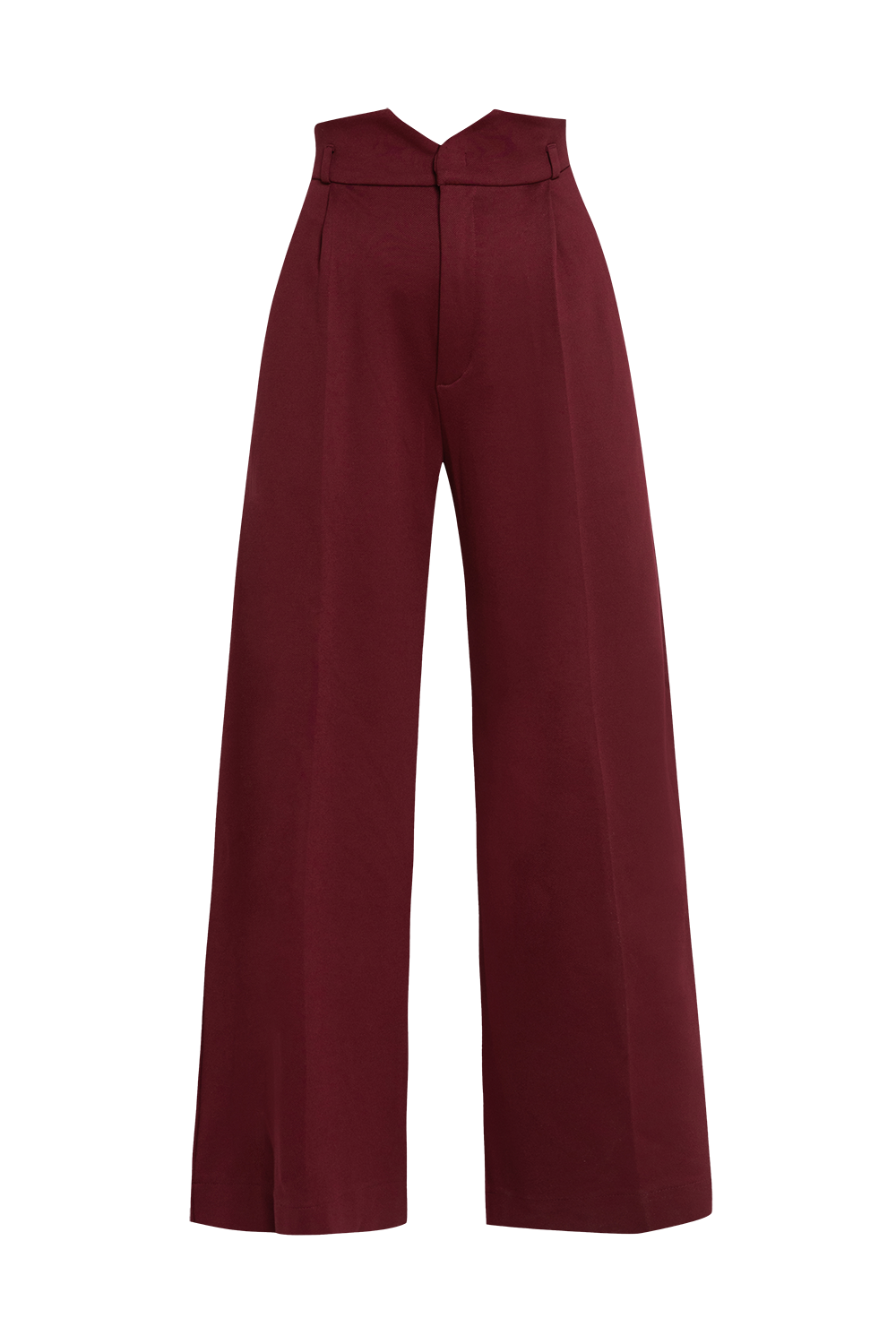 PANTALONS BORDEAUX ESSENTIELS EN MÉLANGE DE VISCOSE TAILLE HAUTE