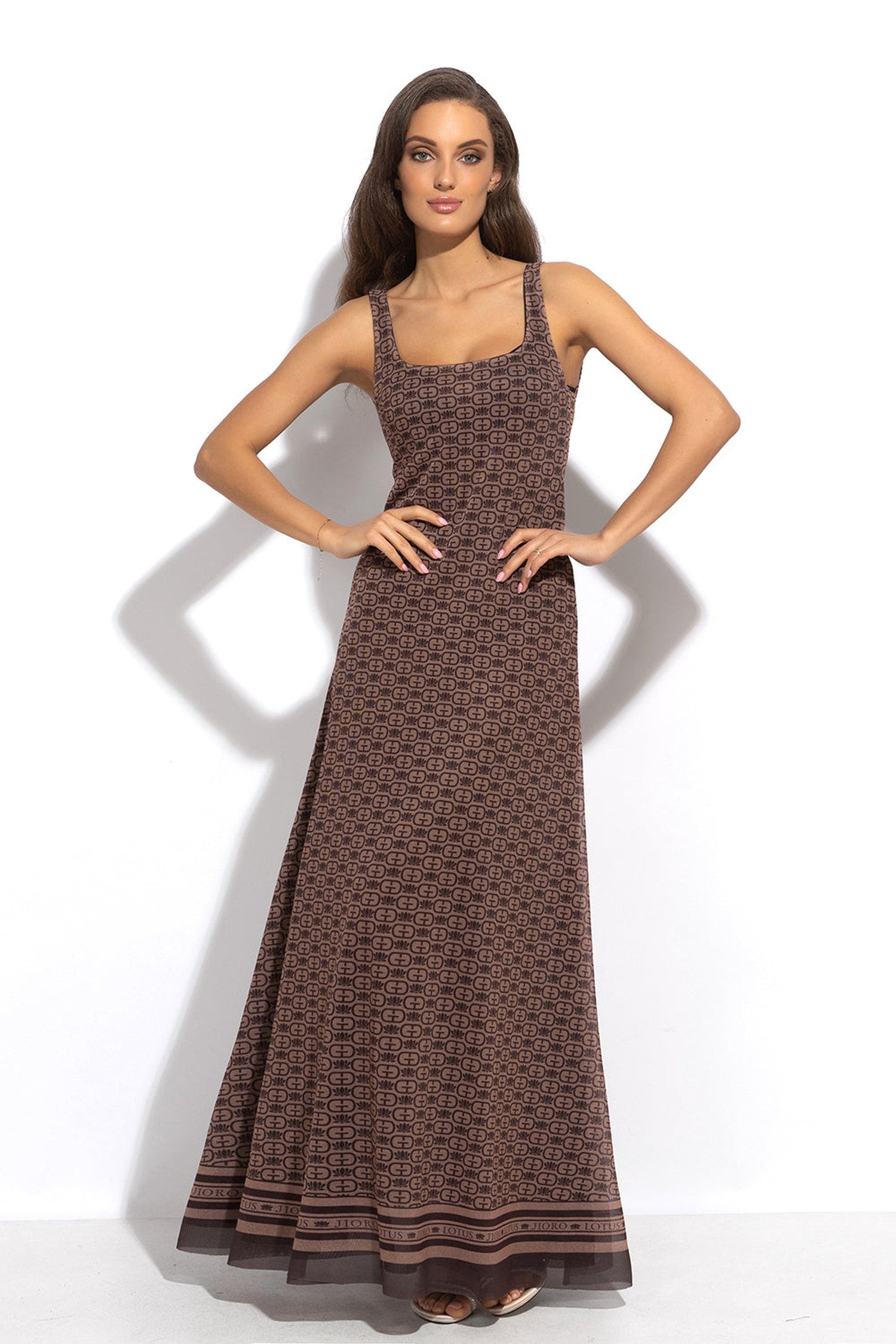 BACKLESS LONG DRESS - MOCHA MOUSSE LOGO