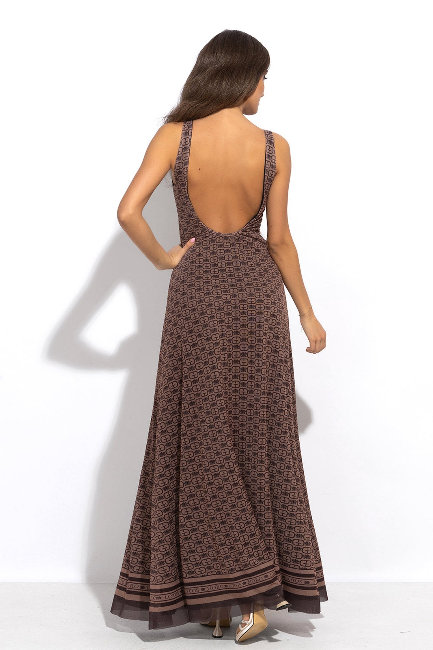BACKLESS LONG DRESS - MOCHA MOUSSE LOGO