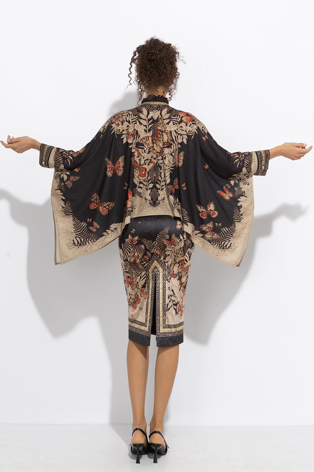 SQUARE TUNIC WITH RUFFLED COLLAR - MIDNIGHT BUTTERFLIES