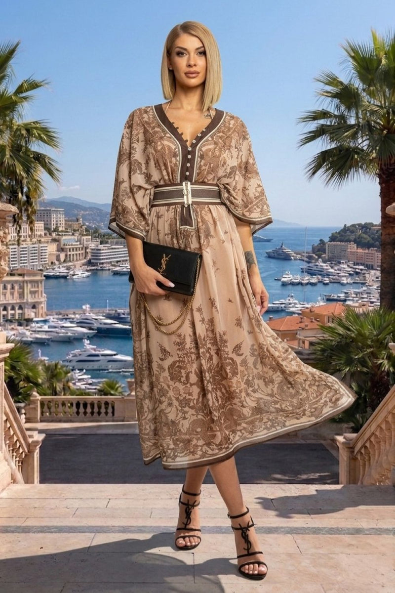 SEIDEN-Baumwoll-KAFTAN - ASIA BEIGE