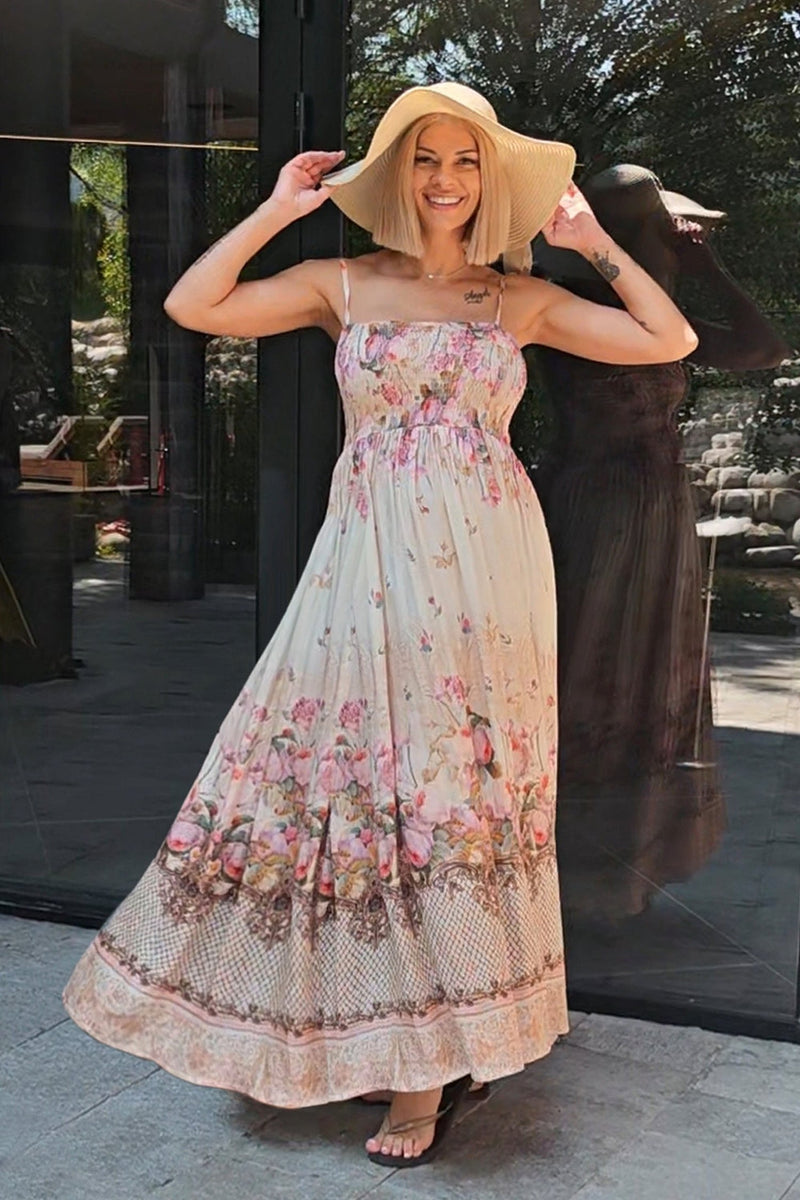 VISCOSE DRESS WITH STRAPS - BAROQUE FLOWERS JIRO ДЪЛГА РОКЛЯ ОТ ВИСКОЗА С ПРЕЗРАМКИ - BAROQUE FLOWERS JIORO