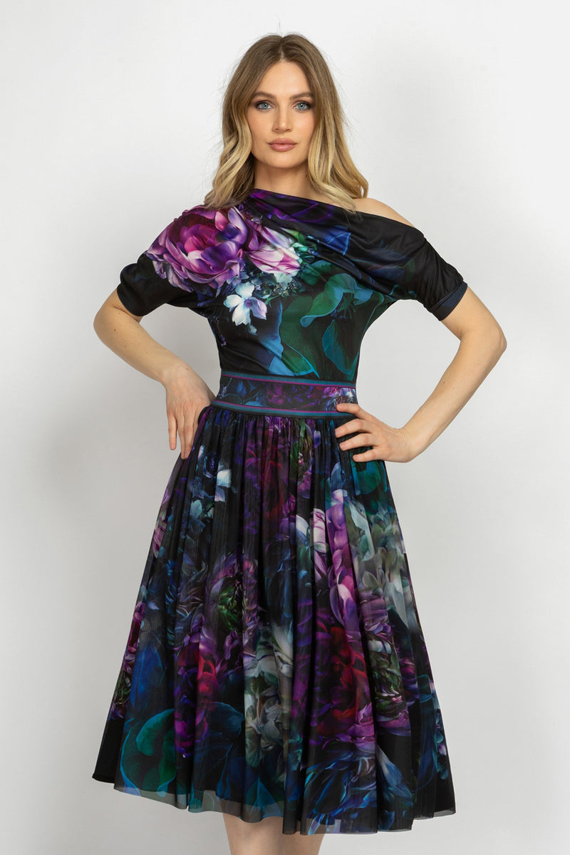 MESH SKIRT WITH ELASTIC WAIST AND VISCOSE LINING - PEONIES JIORO  ПОЛА ОТ МРЕЖА С ЕЛАСТИЧЕН КОЛАН И ВИСКОЗНА ПОДПЛАТА - PEONIES JIORO