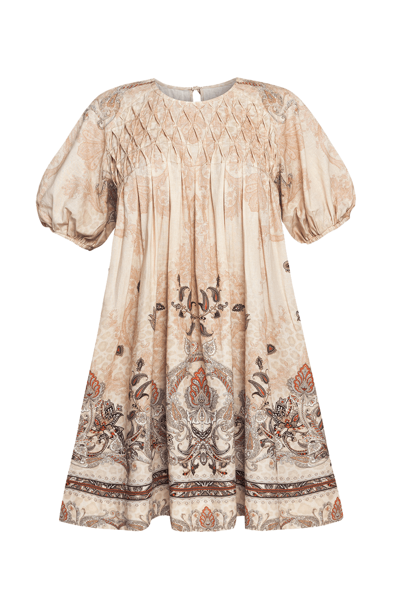 LINEN-LIKE BOHO DRESS – PAISLEY BEIGE JIORO РОКЛЯ С РОЗЕТКА ОТ ЛЕН ВИСКОЗА - PAISLEY BEIGE JIORO