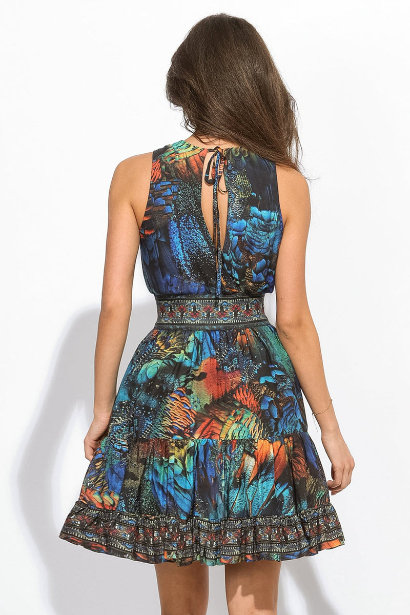 FREIES KLEID AUS VISKOSE MIT SEIDE - AMAZONIA