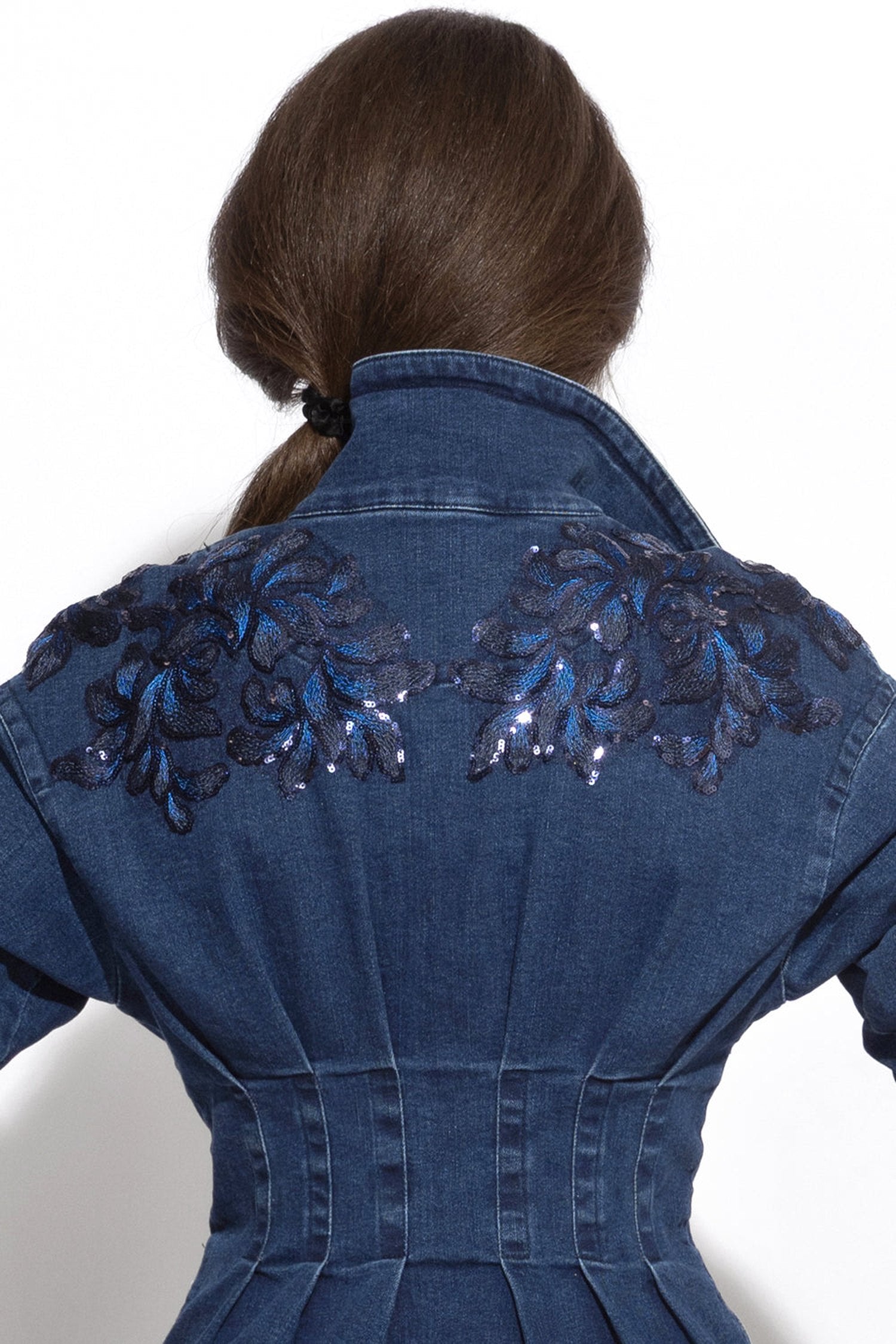 Blazer en denim avec applications en dentelle - Essentiels