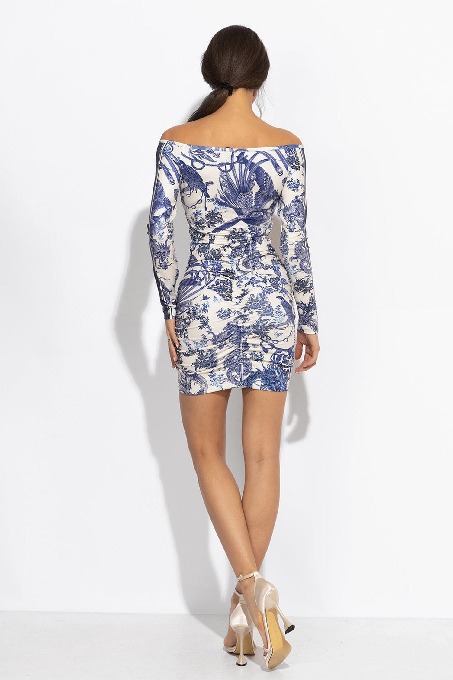 DRESS WITH FRONT KNOT AND RUCHING - ASIA SKY