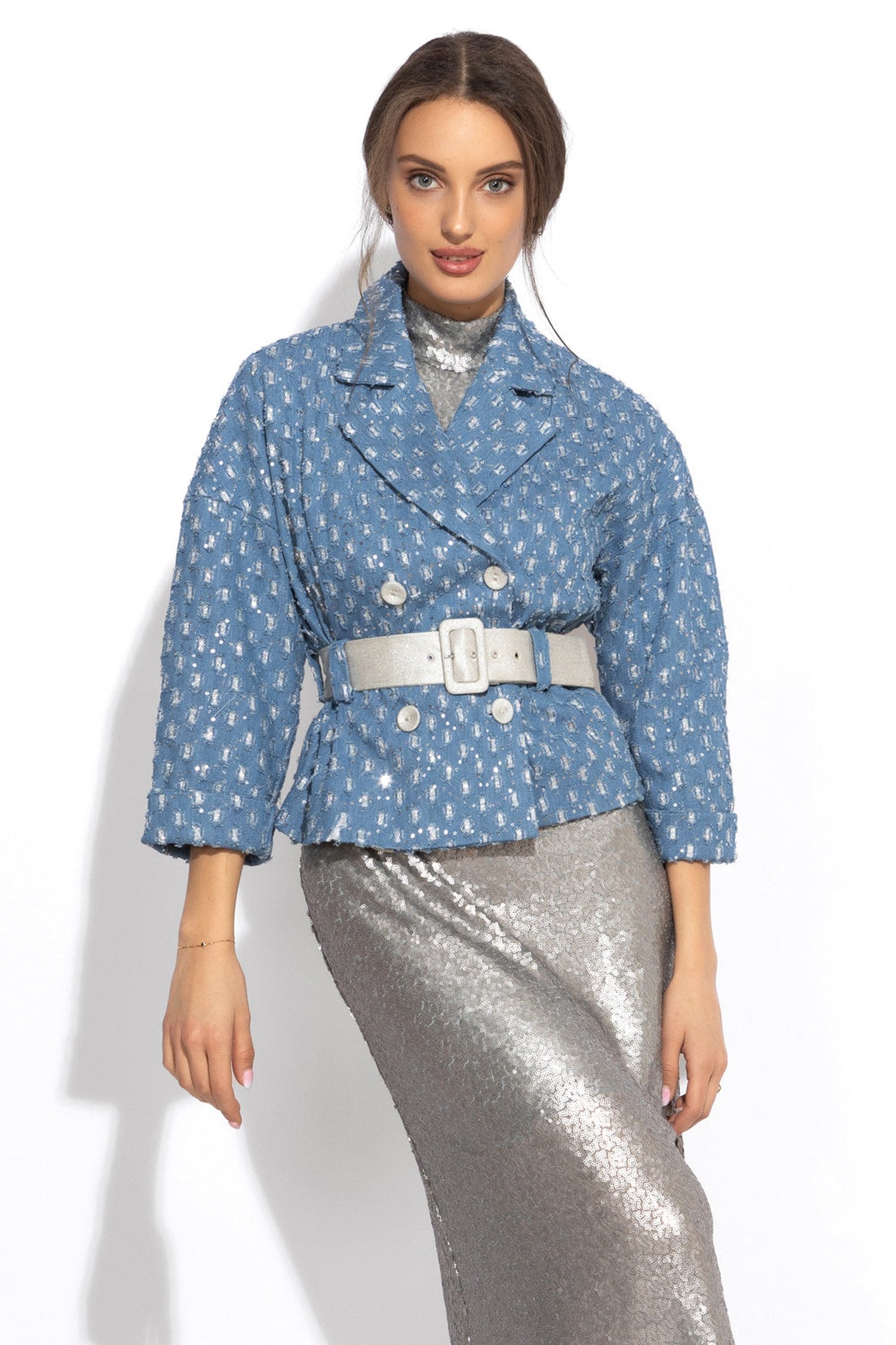 DENIM JACKET WITH BROCADE - ESSENTIALS