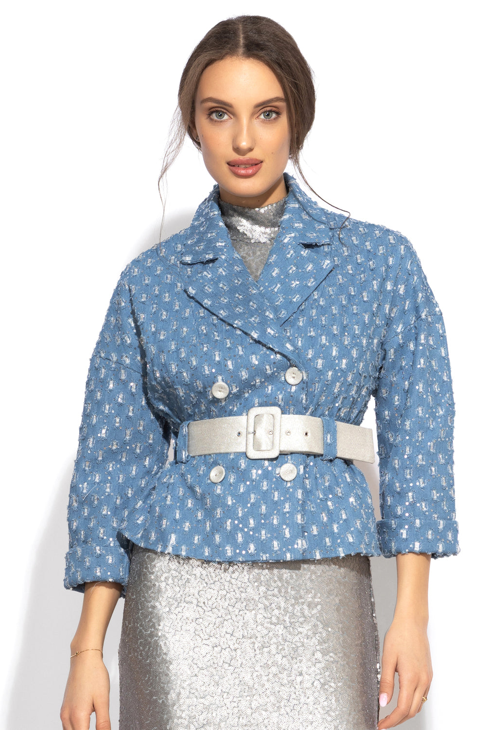 DENIM JACKET WITH BROCADE - ESSENTIALS