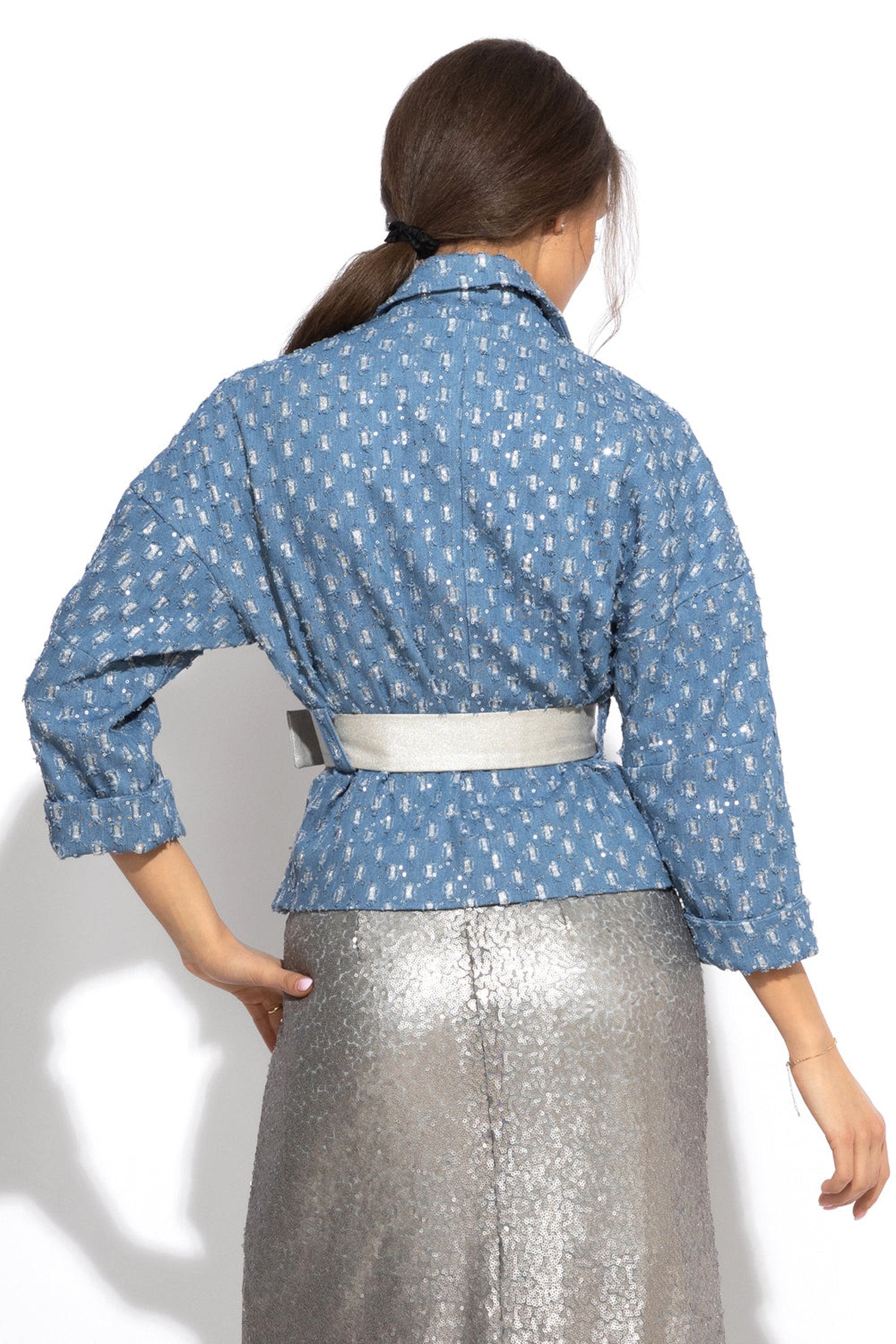 DENIM JACKET WITH BROCADE - ESSENTIALS
