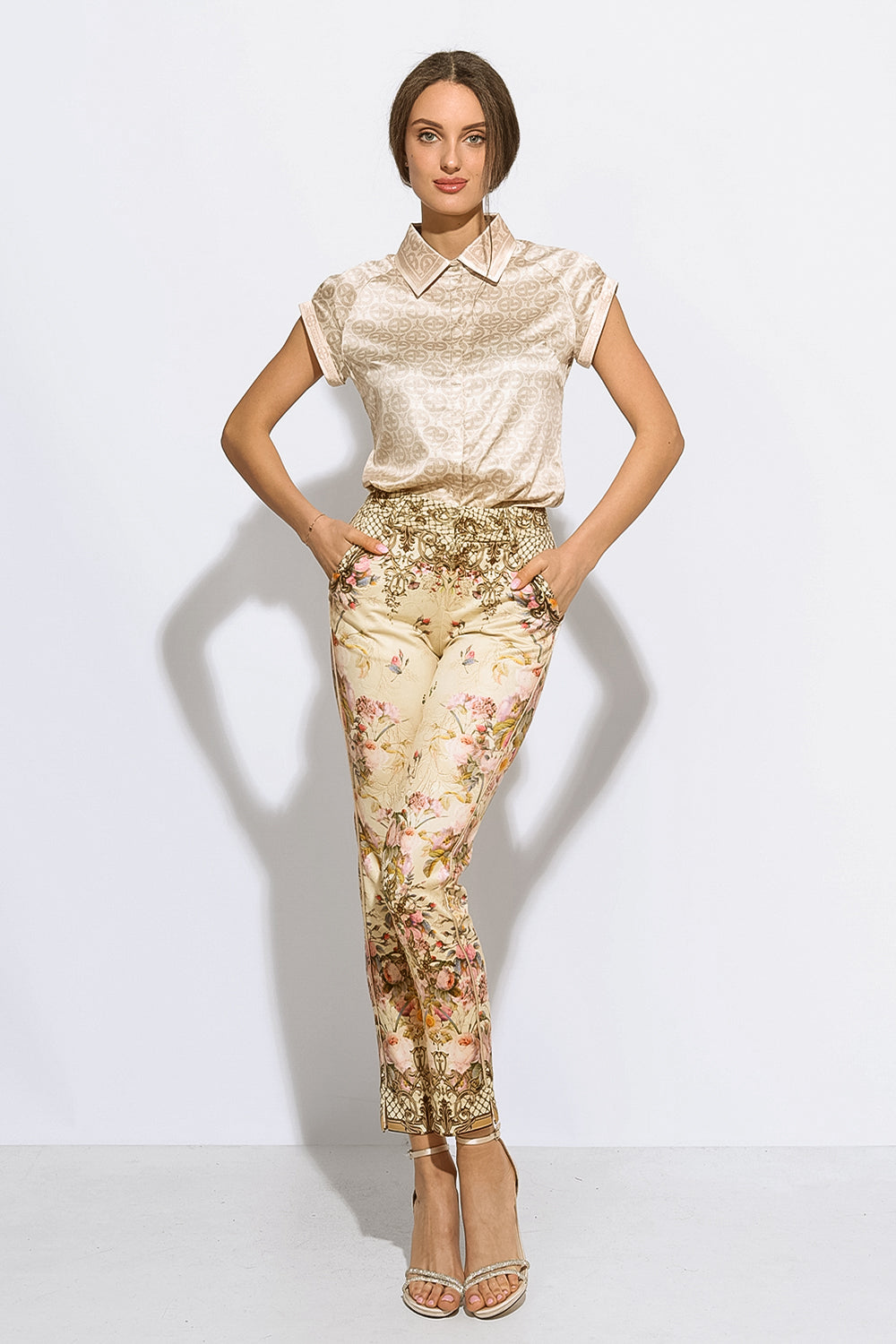 CLASSIC VISCOSE PANTS - BAROQUE FLOWERS JIORO КЛАСИЧЕСКИ ПАНТАЛОН ОТ ВИСКОЗА - BAROQUE FLOWERS JIORO