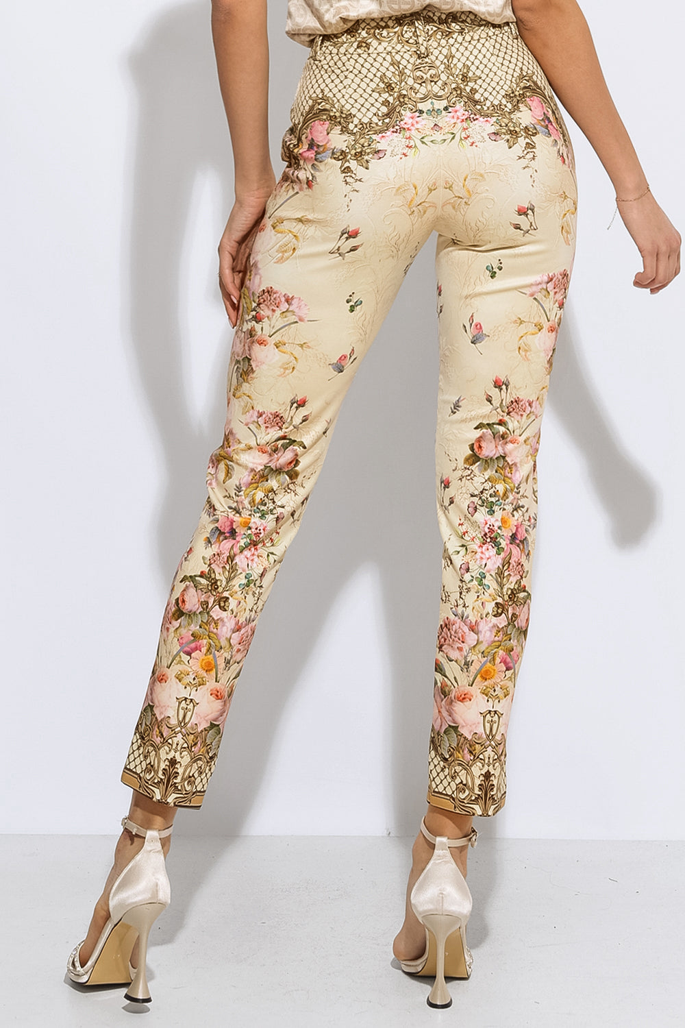 CLASSIC VISCOSE PANTS - BAROQUE FLOWERS JIORO КЛАСИЧЕСКИ ПАНТАЛОН ОТ ВИСКОЗА - BAROQUE FLOWERS JIORO