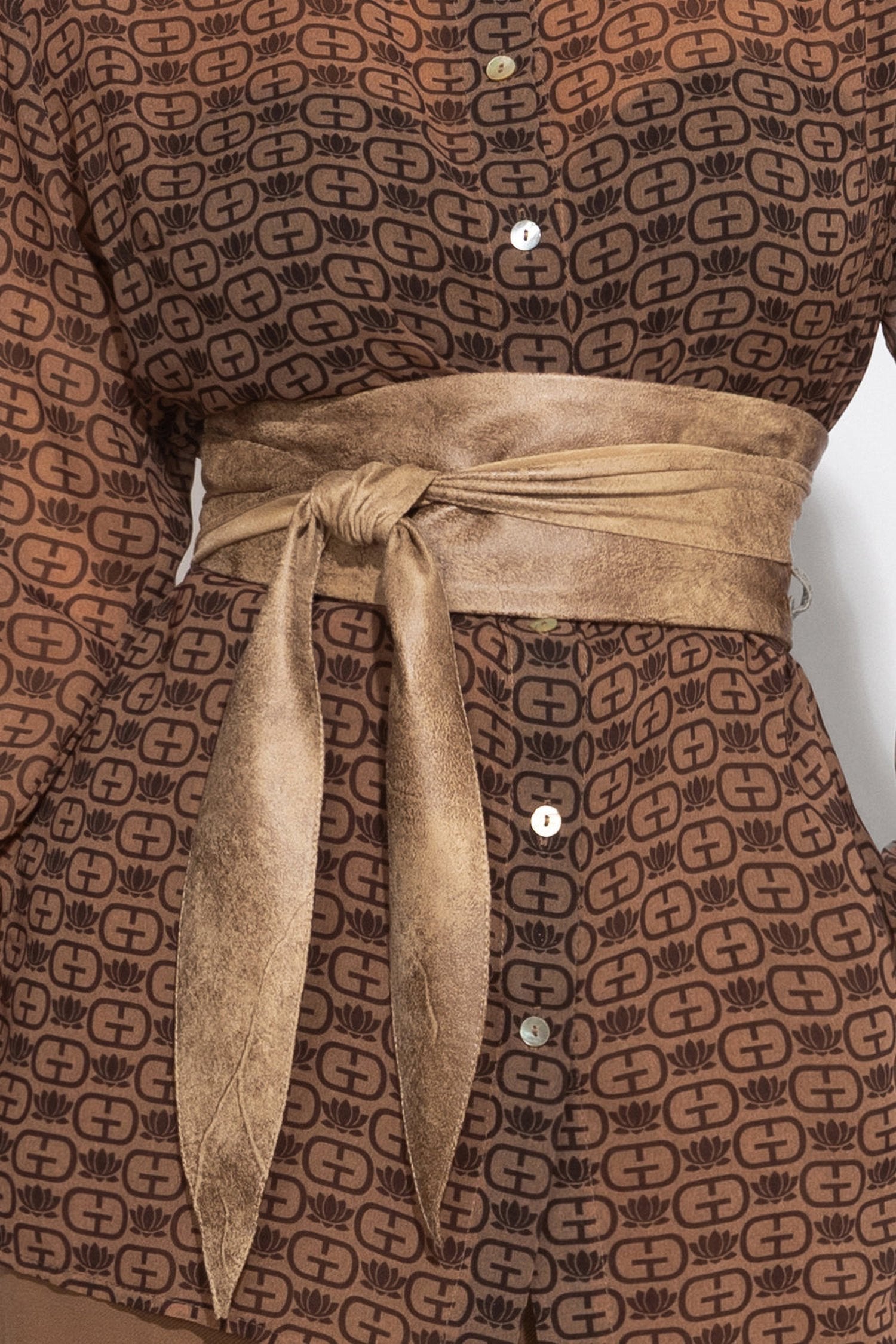 LONG SLEEVE PRINT SHIRT-MOCHA MOUSSE LOGO