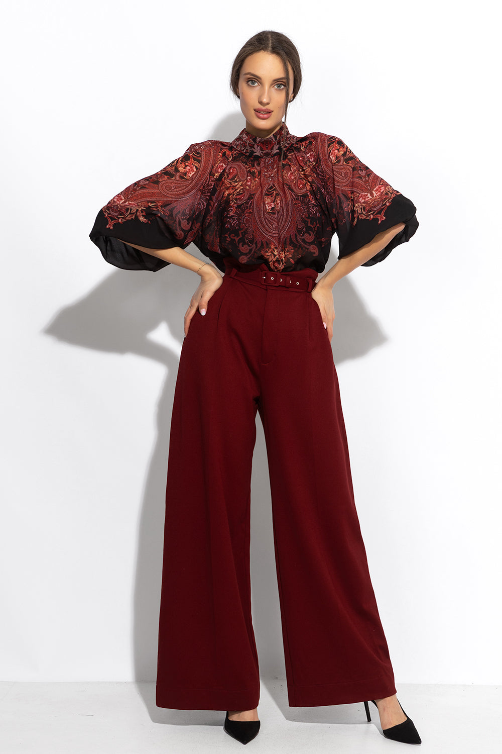 SHIRT WITH STATEMENT SLEEVES - PAISLEY DARK JIORO РИЗА С БОГАТИ РЪКАВИ - PAISLEY DARK JIORO