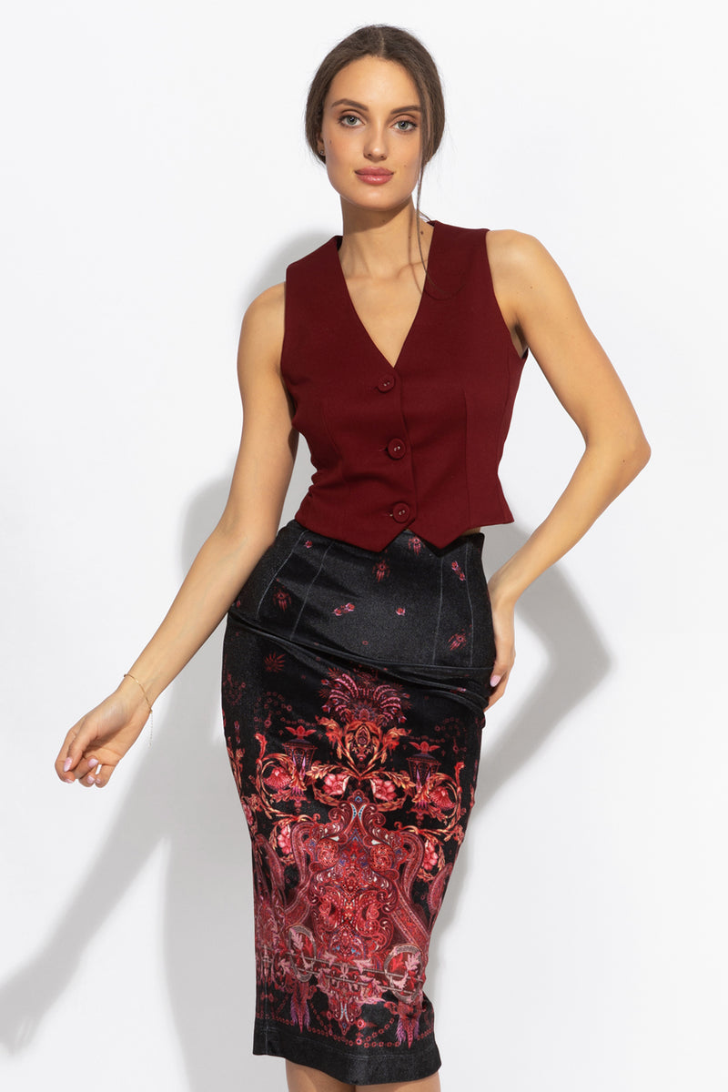 VELVET SKIRT - PAISLEY DARK JIORO ТЯСНА ПОЛА ОТ КАДИФЕ - PAISLEY DARK JIORO