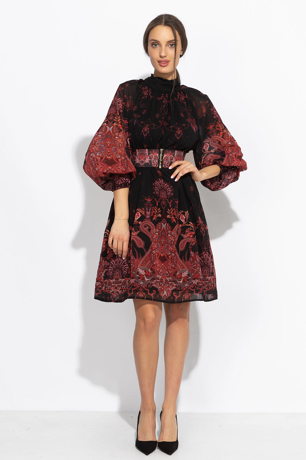 RELAXED FIT DRESS WITH RAGLAN SLEEVES - PAISLEY DARK JIORO СВОБОДНА РОКЛЯ С РЕГЛАН РЪКАВ - PAISLEY DARK JIORO