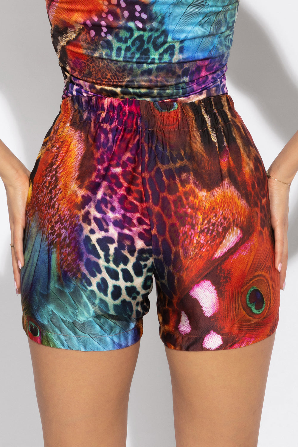 DAMEN SATIN-VISKOSE-SHORTS - LEO NEON WILD