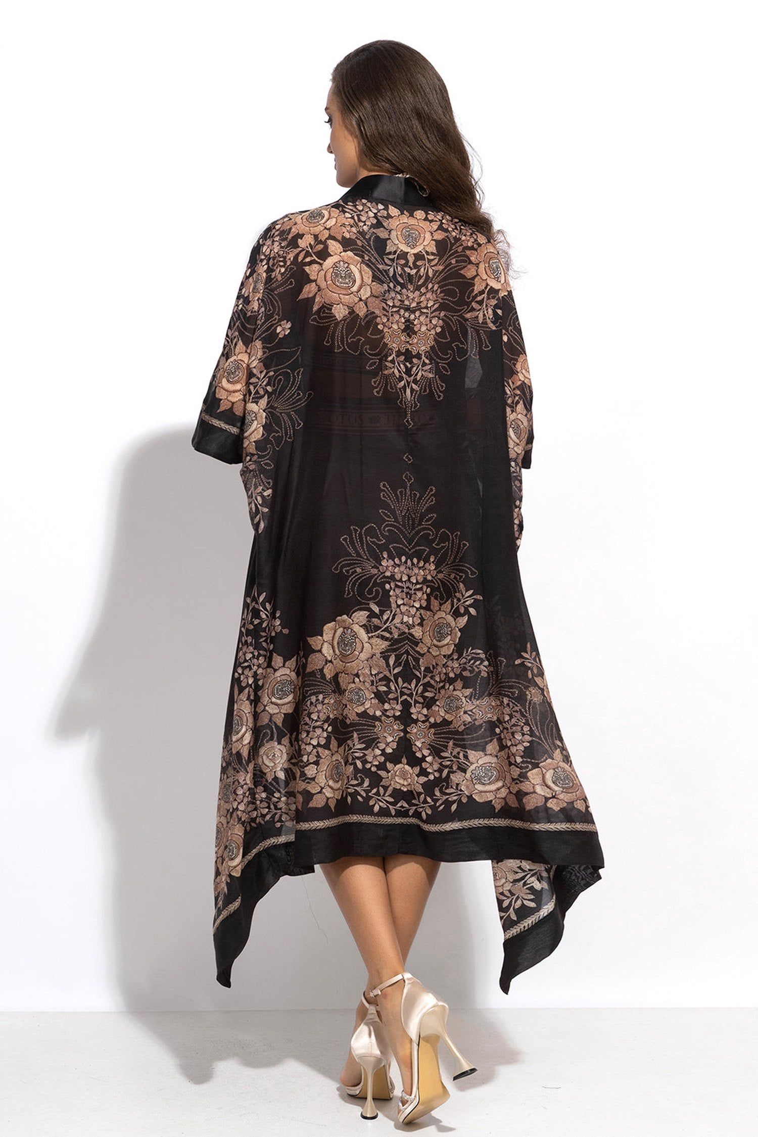 SILK COTTON KIMONO - GOLDEN ROSES
