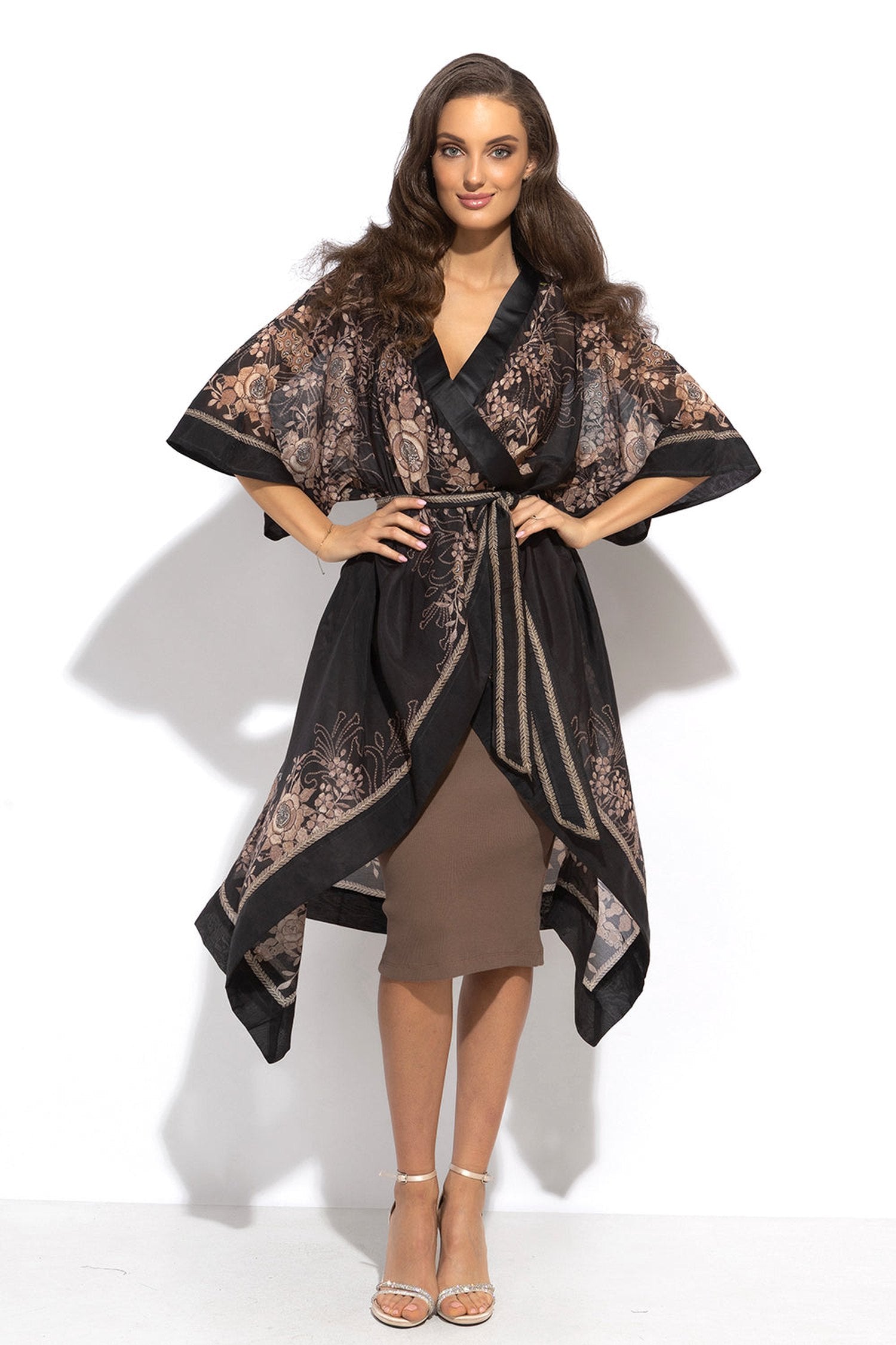 SILK COTTON KIMONO - GOLDEN ROSES