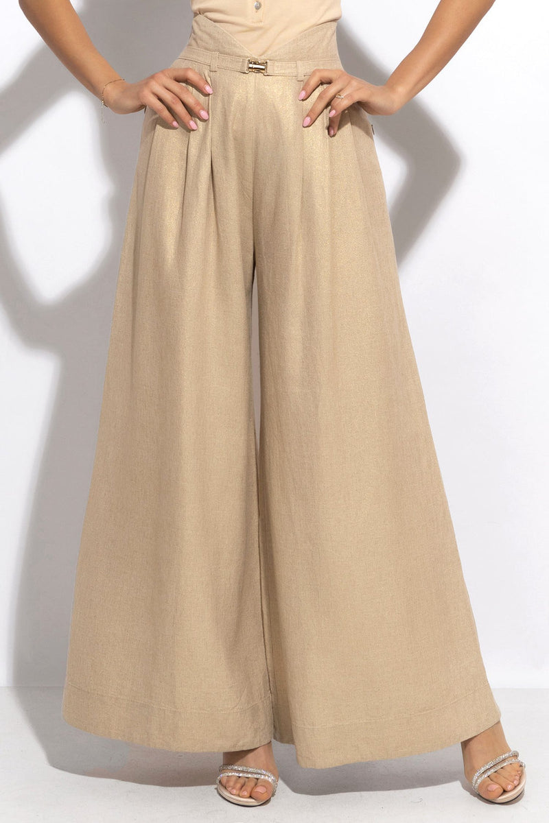 HOCHTALIGE LEINENHOSE MIT WEITEM BEIN - ESSENTIALS