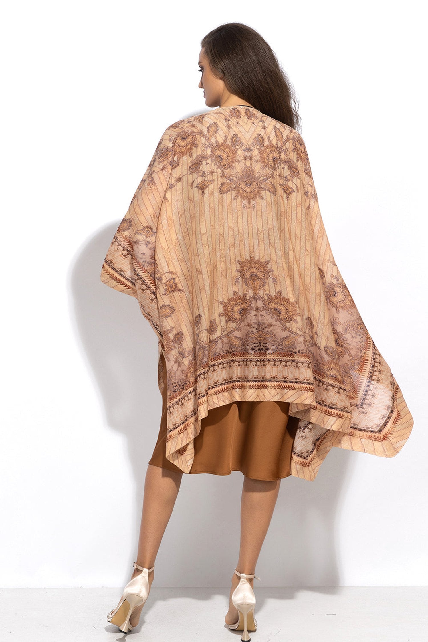 SILK COTTON KIMONO DRESS - LEO BEIGE