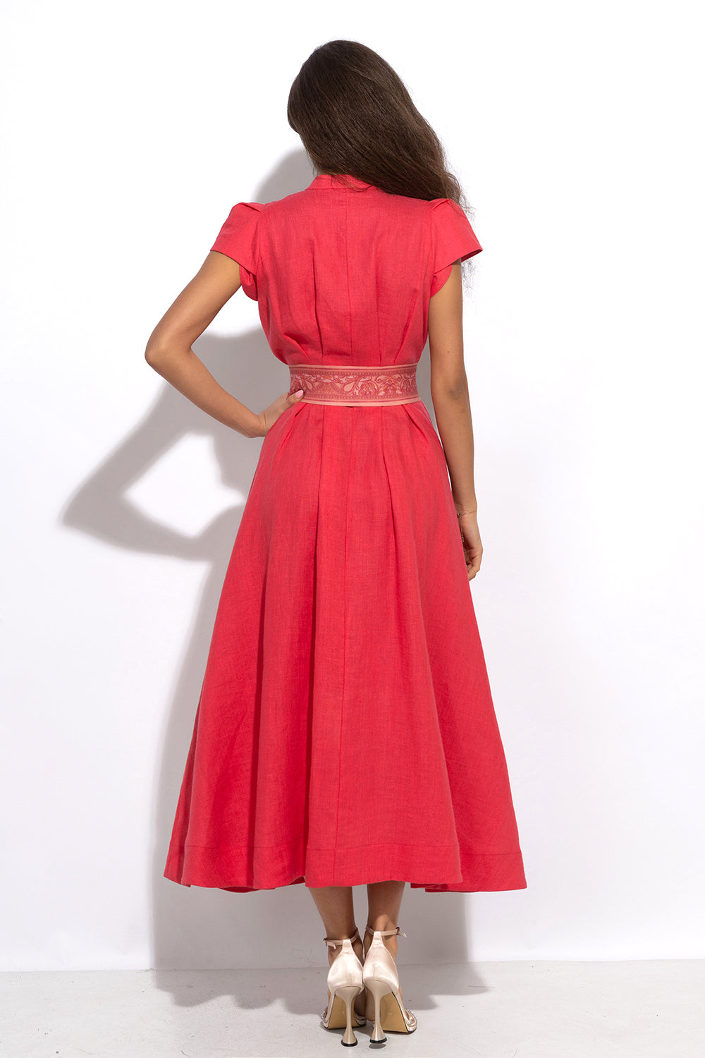 WIDE ELASTIC BELT WITH ZIPPER - BAROQUE CORAL