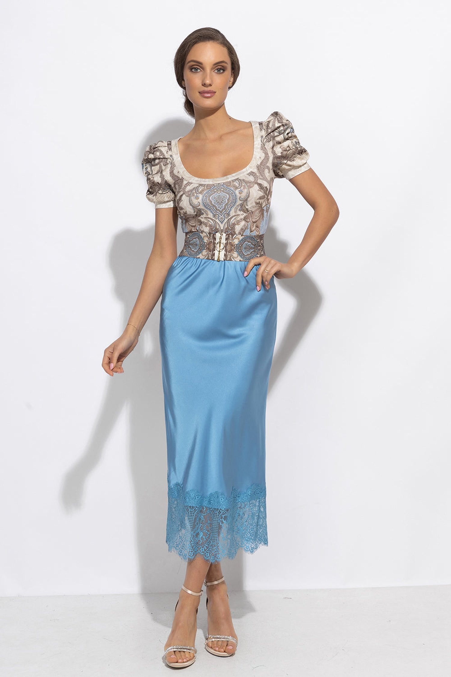 PUFF SLEEVE T-SHIRT - PAISLEY SKY