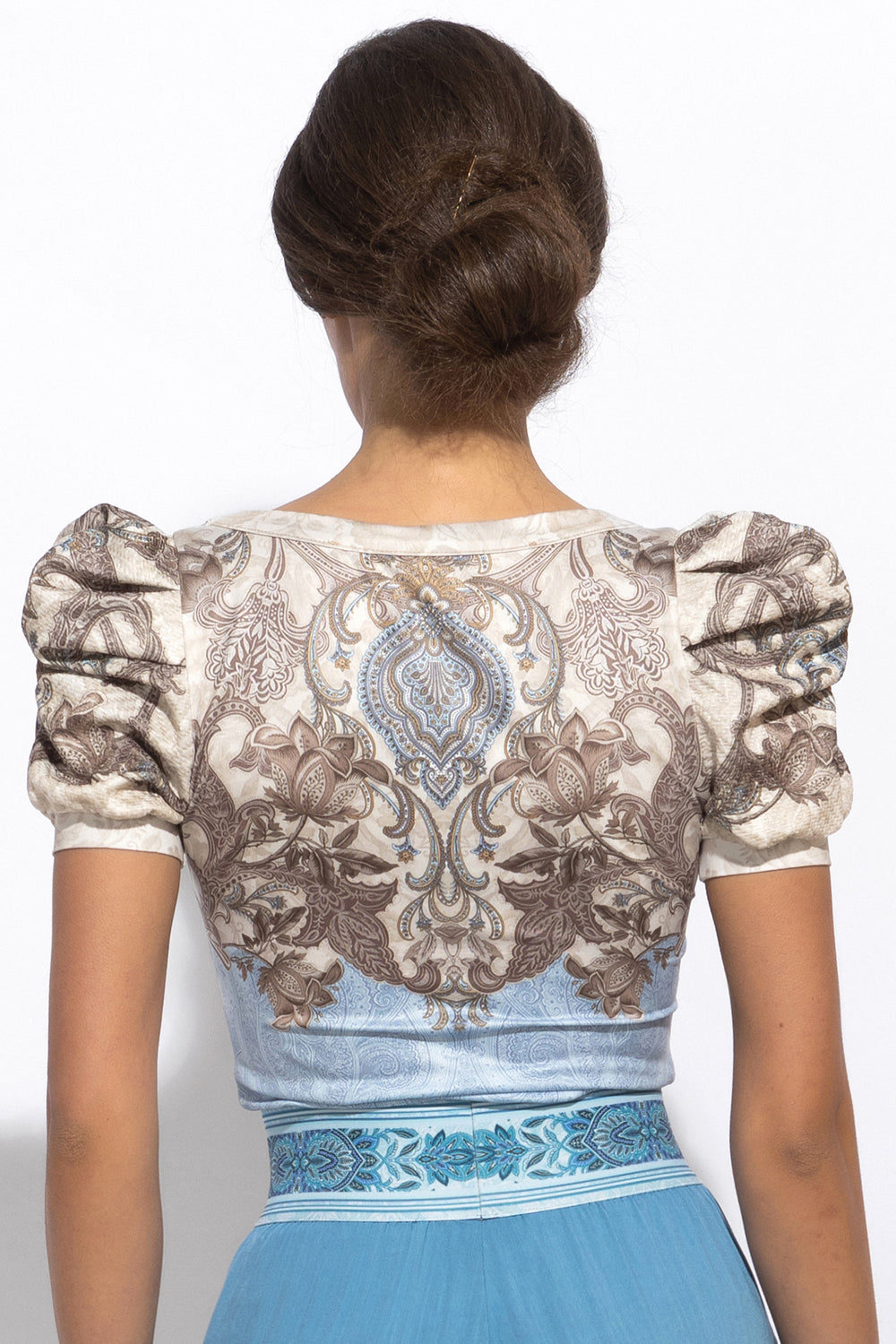 PUFF SLEEVE T-SHIRT - PAISLEY SKY