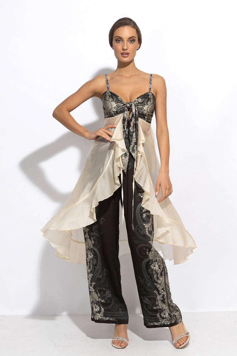 TUNIQUE LONGUE À VOLANTS EN LYOCELL ET VISCOSE - LOTUS GELÉ