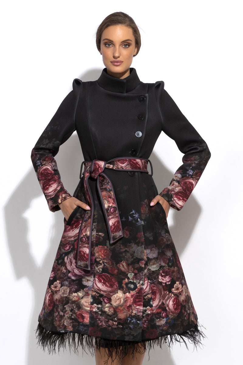 SCUBA NEOPREN COAT - VINTAGE FLOWERS