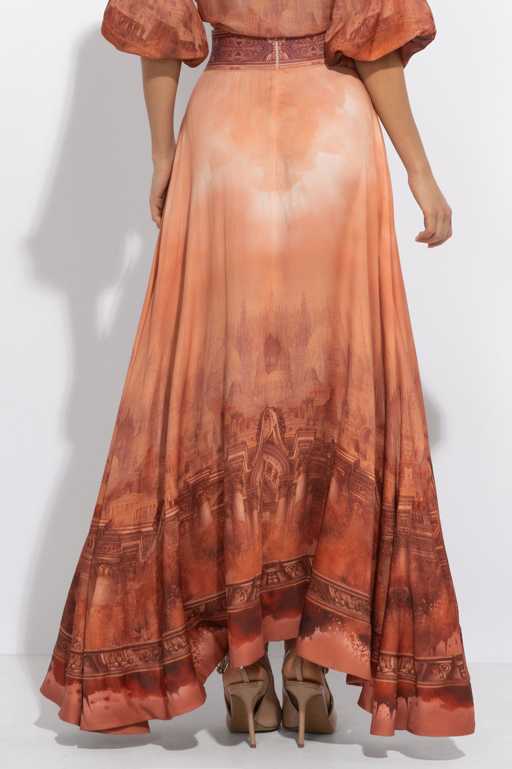 LONG VISCOSE SKIRT WITH ELASTIC WAIST AND SIDE POCKETS - ANCIENT TOWN