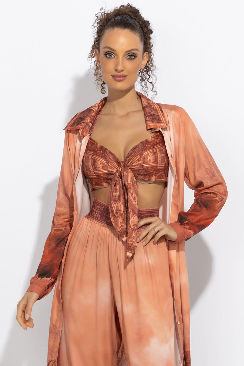 VISCOSE WRAP BUSTIER WITH FRONT TIES - ANCIENT TOWN