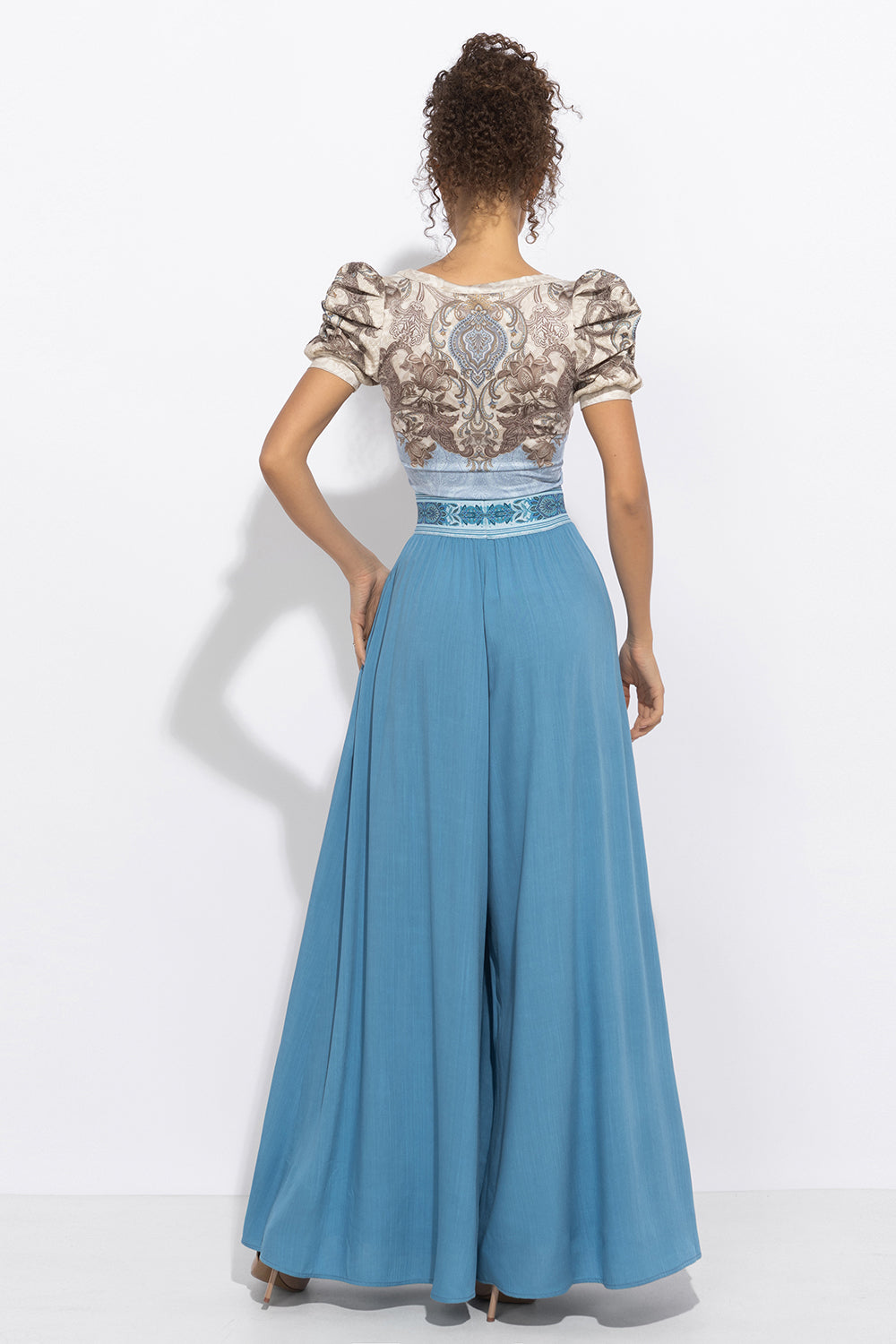 SKY BLUE VISCOSE PANTS WITH SLITS - ESSENTIALS